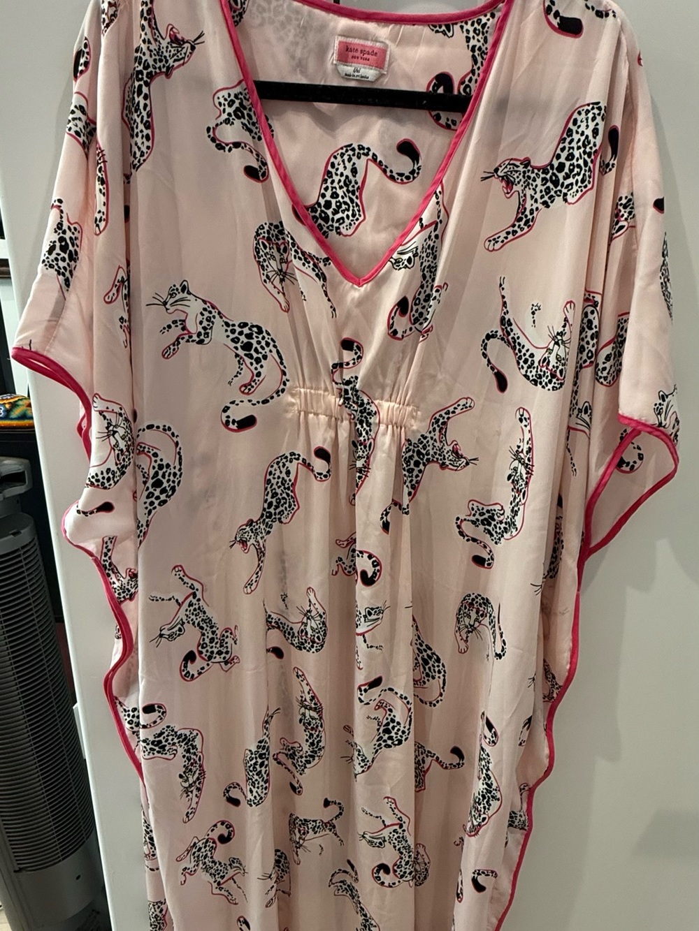 kate spade Pink Leopard-Print Caftan with Hot Pink Trim
